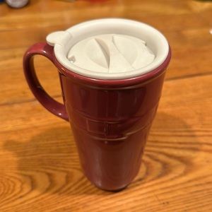 Longaberger ceramic travel mug with lid and handle - collectible